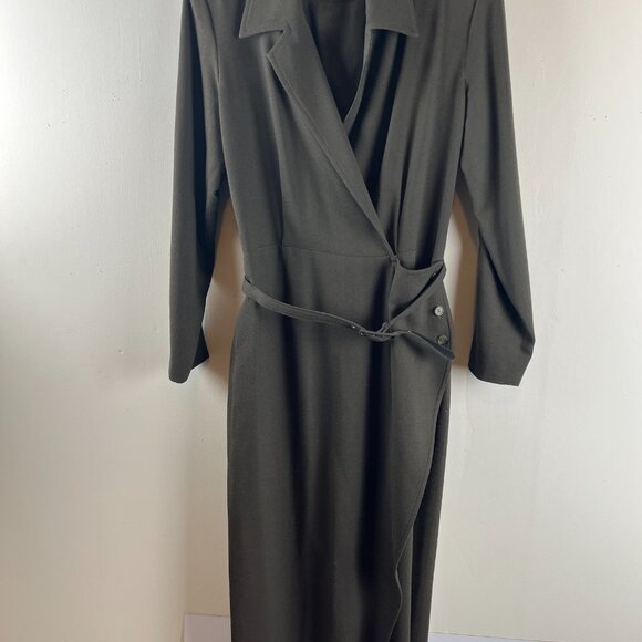 Bigio Olive Green Vintage Wrap Dress - Picture 2 of 10